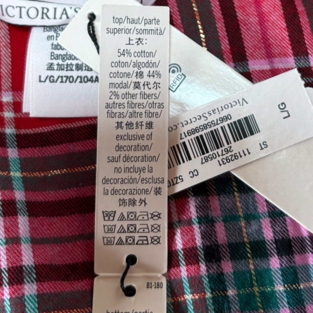 NWT Victoria's Secret Womens Red Plaid Short Sleeve Lightweight Pajama Top L - Picture 6 of 8